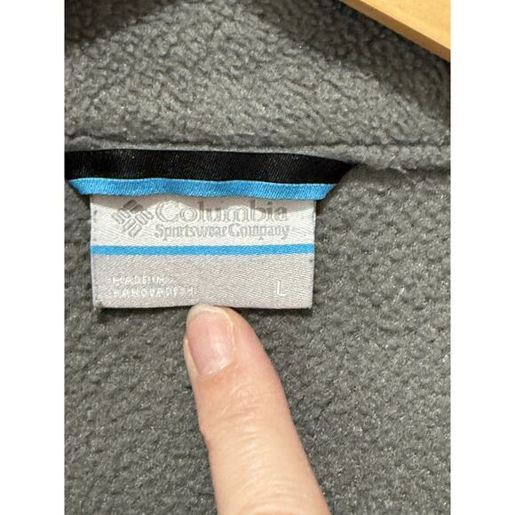 Columbia Mens Fleece Full Zip Vest Size L Gray and Black Gorpcore Hiking Fishing - Picture 4 of 6